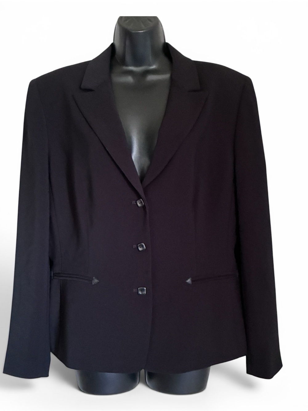 Vintage Y2K 2000s Tahari Black Three-Button Blazer Office Siren Corpcore Sz 16
